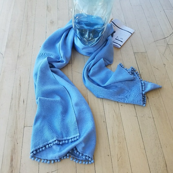 Bajra Designer silk cashmere pom scarf - Picture 1 of 6